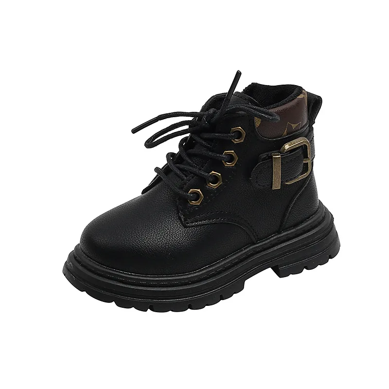 Kids Casual Leather Boots New 2023 Autumn Children\'s Non-slip Comfortable Rubber Outsole Ankle Boots Boys Girls Fashion Shoes