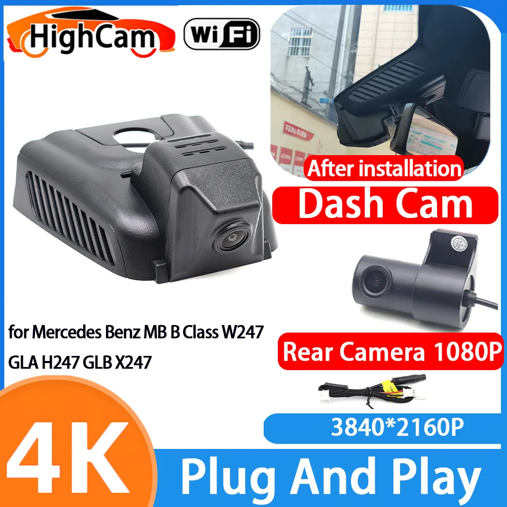 HighCam for Mercedes Benz MB B Class W247 GLA H247 GLB X247 4K Wifi 2160P OEM Car DVR Video Recorder Dash Cam Front Rear Camera