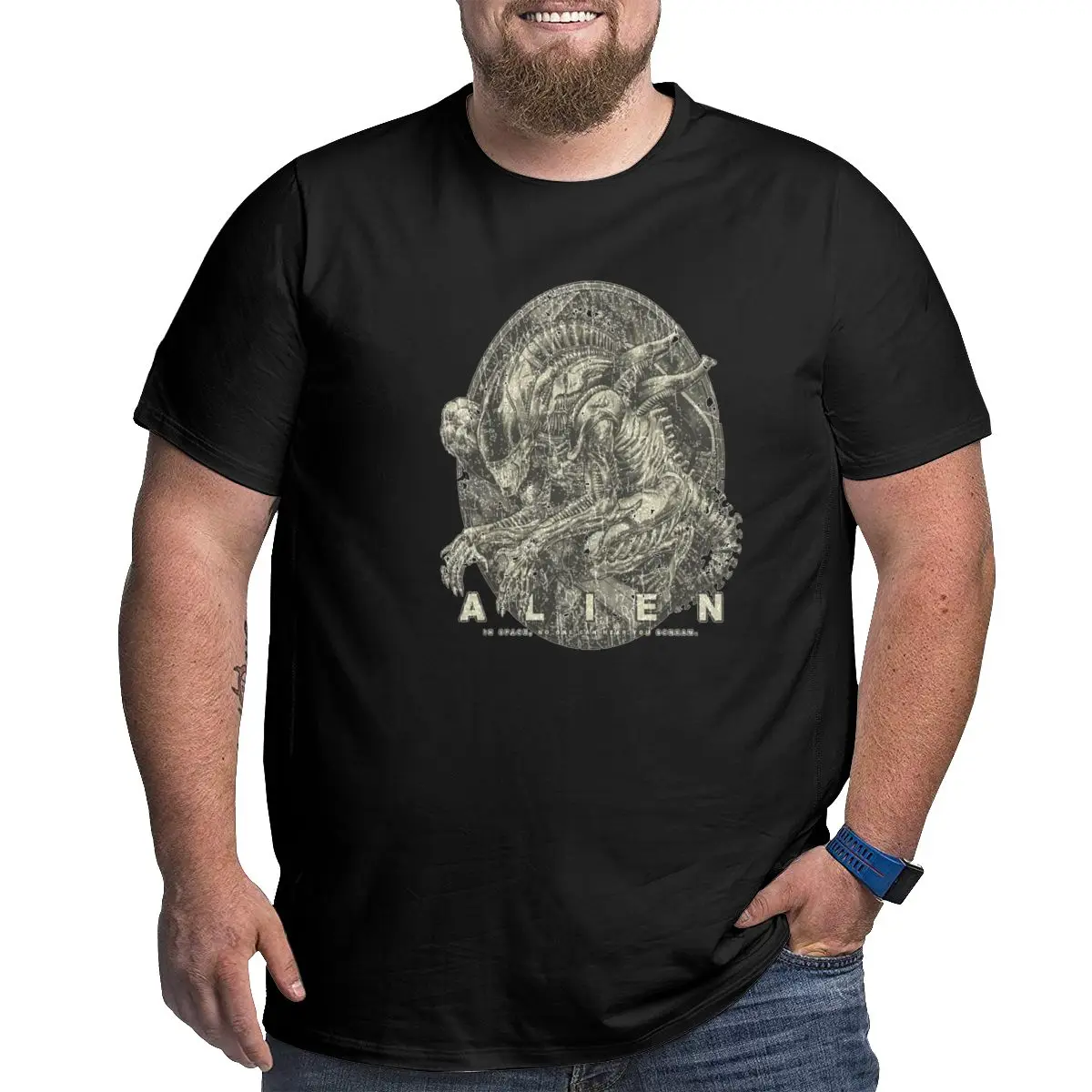 

Alien Xenomorph Films Movies Men's T Shirt designer t shirt men Round Neck Big Tall Tees Pure Cotton printed Big Size 6XL