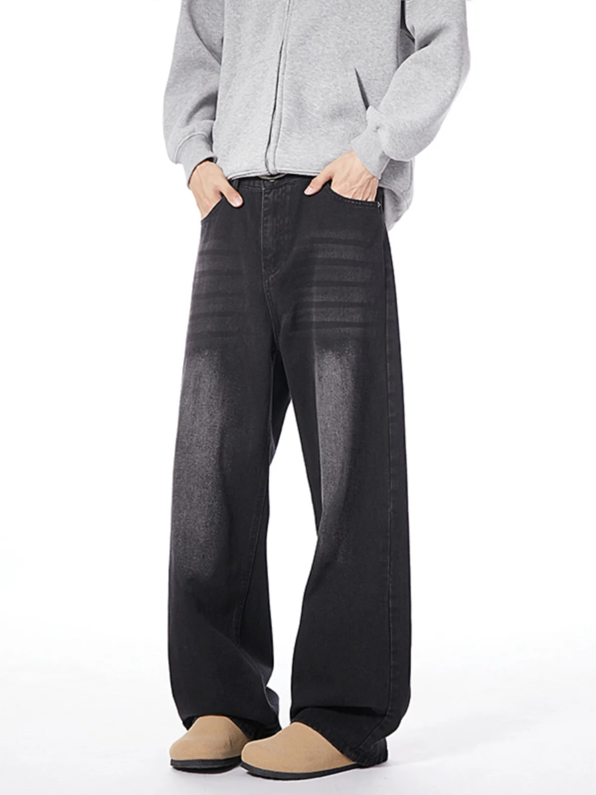 

Джинсы из денима для мужчин, весенне-осенние, в американском стиле, больших размеров, свободные, прямого кроя, повседневные, длинные брюки