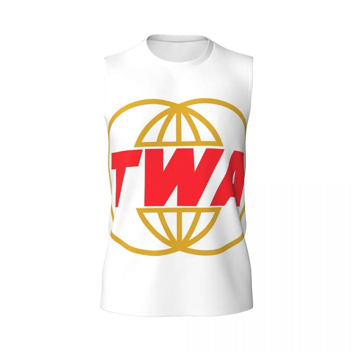 TWA Airlines - Vintage Log Men Printed Sleeveless T-shirt Casual Hip Hop Street Style Beach Holiday Tank Tops