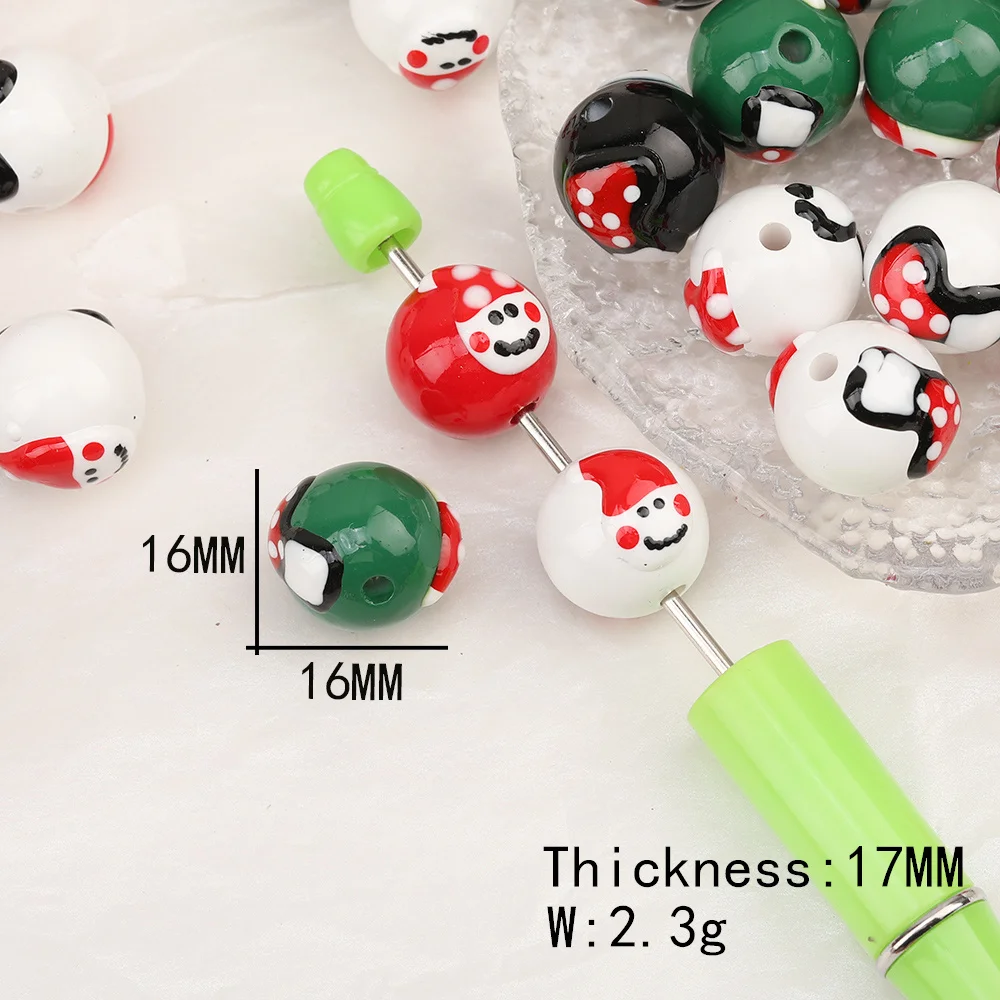 التخليص 100 قطعة 16*16 مللي متر الاكريليك الخرز/تأثير الطلاء عيد الميلاد/شكل دائري/خرز ذاتي الصنع/يدوية الصنع/نتائج ومكونات المجوهرات #4