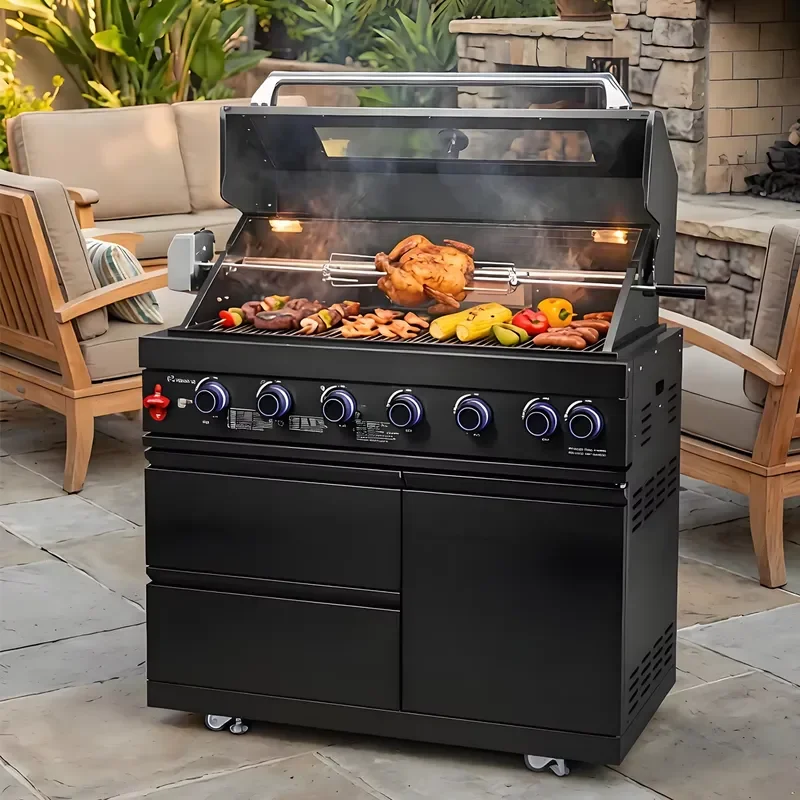 European Style Large Size Outdoor Grill Household Backyard Propane BBQ Barbecue Grill for Family Party