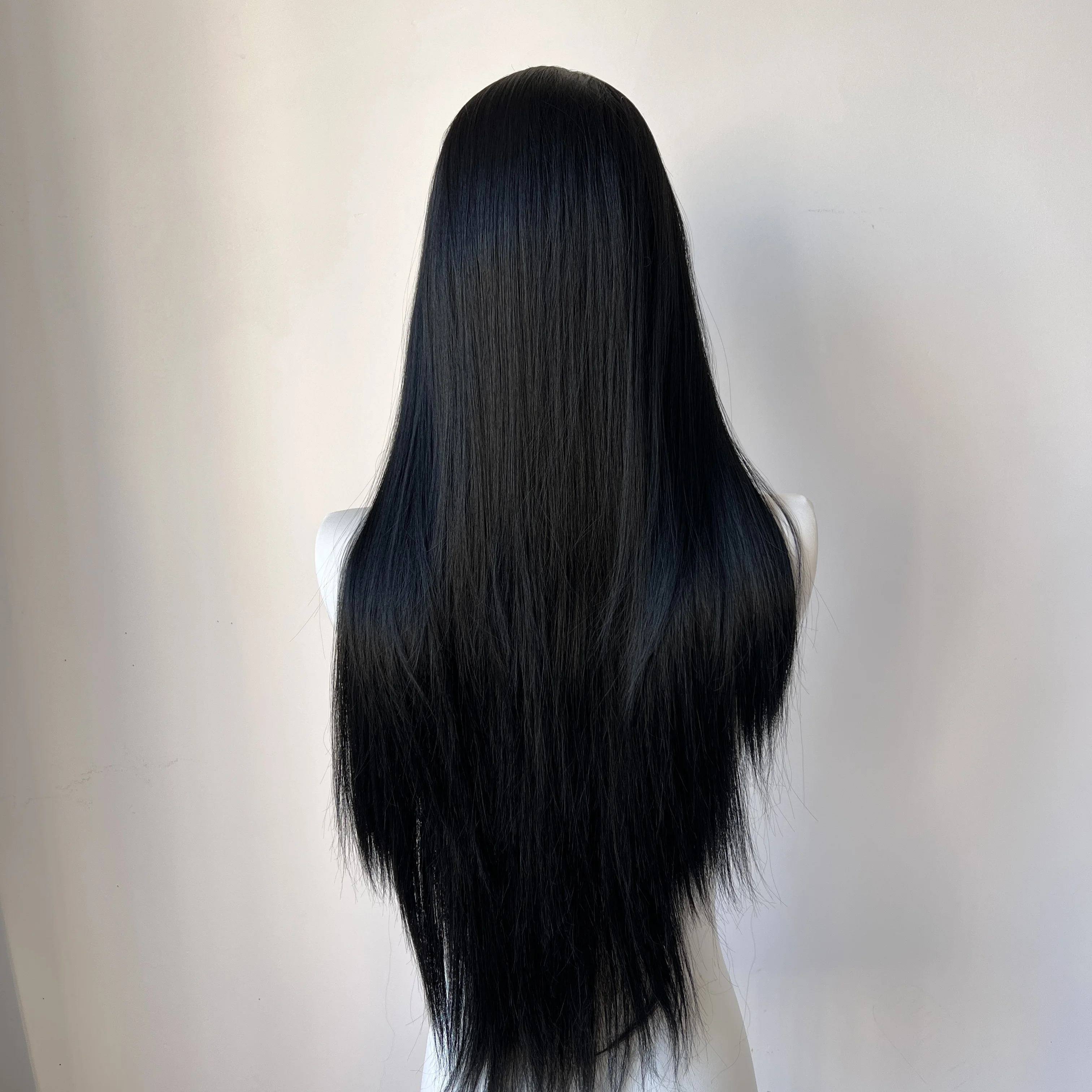 Black Lace Front Wig for Man 26inch Long Straight Cosplay Wig Natural Hairline High Quality Fiber Hair Wigs Synthetic Lace Wigs