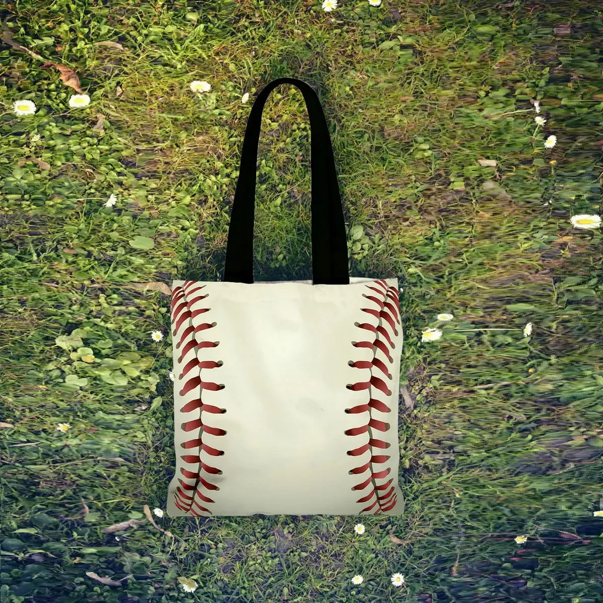 Baseball Pattern Print Canvas Shoulder Bag Lightweight Shopper for Super Bowl Versatile 1pc/3pcs Options Available