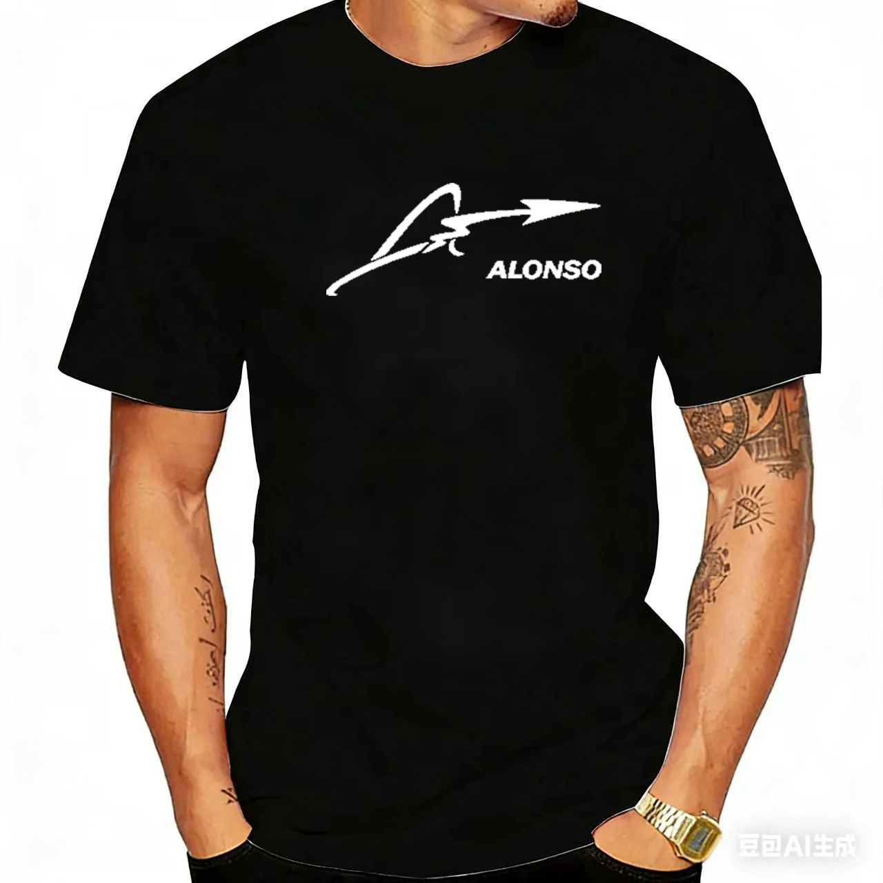 2026 Popular Summer Unisex 'Alonso Signed Print Pure Cotton Crew Neck Short-Sleeve T-Shirt Top