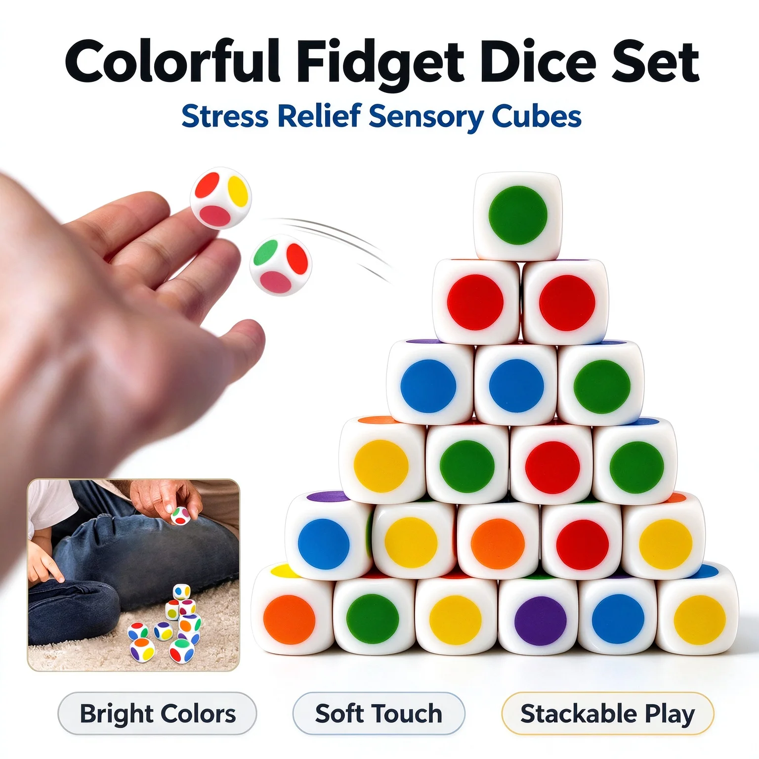 Soft Stacking Blocks Colorful Dot Fidget Sensory Toy Adult Stress Relief Desk Decor Office Party Favor Novelty Gift