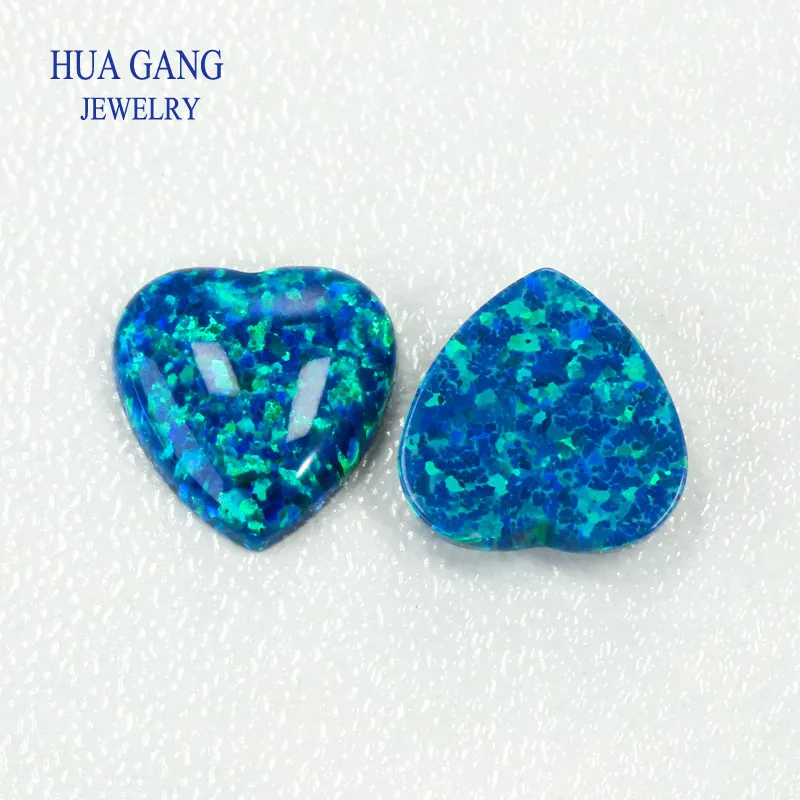 오팔 멀티컬러 하트 합성 루스 스톤 라운드 쉐입 베이스 카보숑 제작 오팔 비즈 준보석 주얼리용