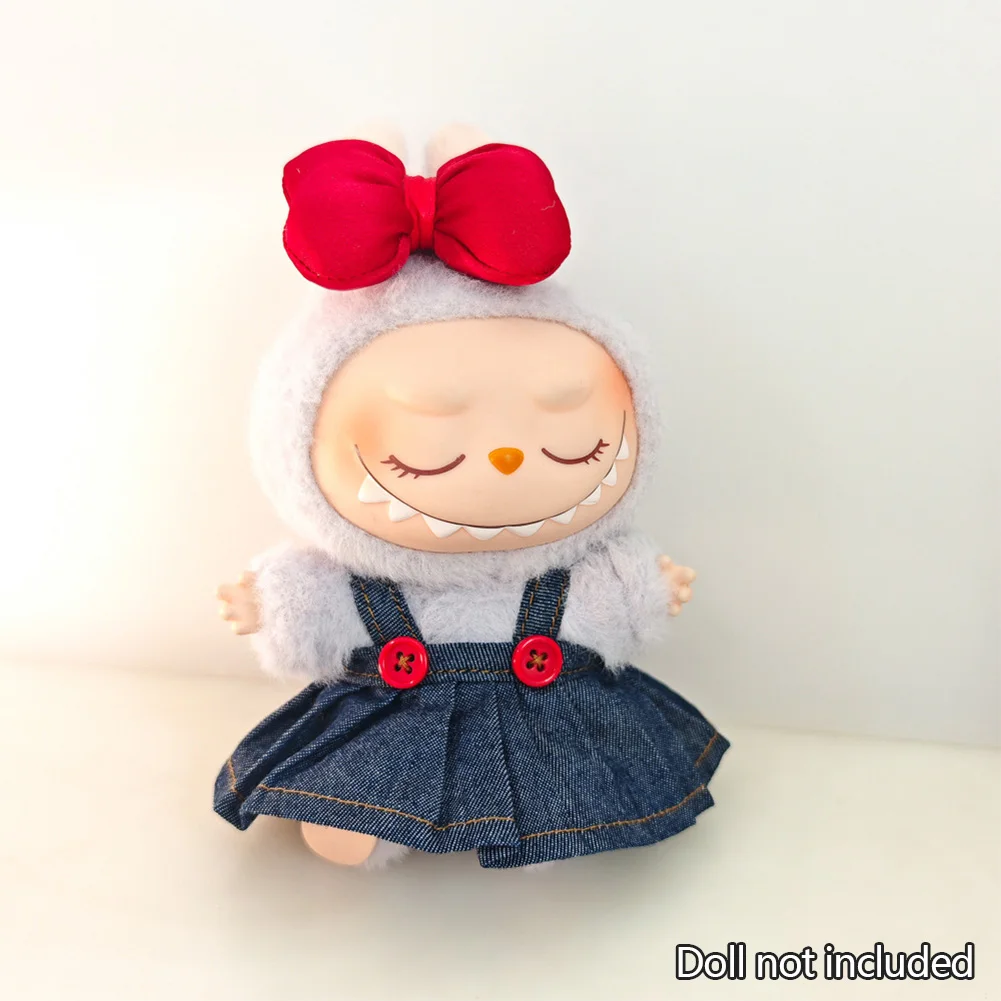 2 Juegos De Ropa Para Muñecas De 17 Cm – Falda, Cherry Hairpin, Mono Y Zapatos – Ideal Para Peluche Labubu, Verano