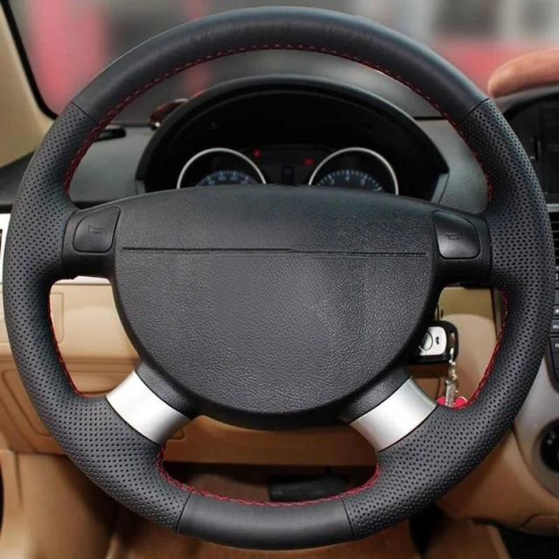 Pokrowiec na kierownicę z czarnej sztucznej skóry do chevrolet aveo LOVA buick Excelle daewoo gentra 2013 2015 lacetti 2006 - 2012