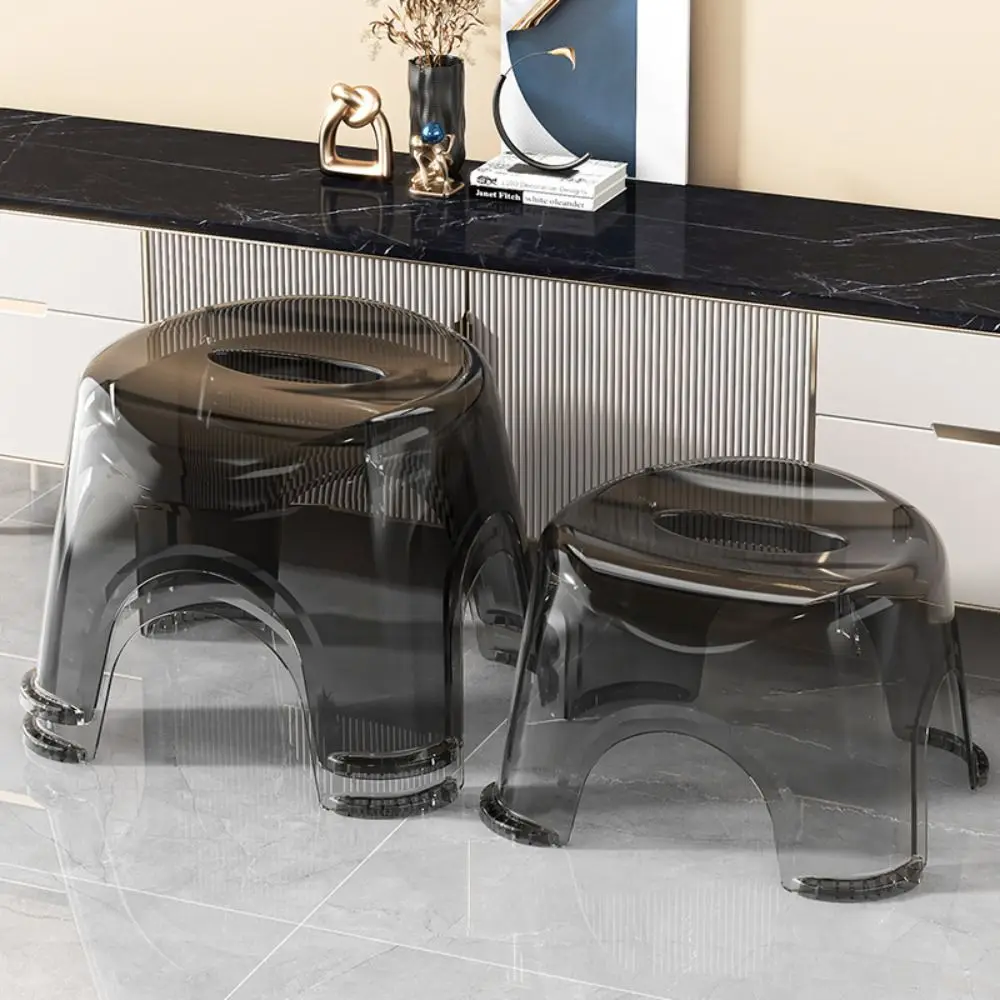 Modern Furniture Non-slip Clear Shower Foot Stool Transparent Square Small Low Stool Load-bearing Waterproof Stool Bathroom