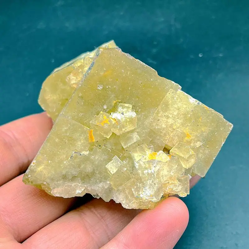 

Natural QR code yellow fluorite mineral specimen crystal garden decoration style water healing quartz