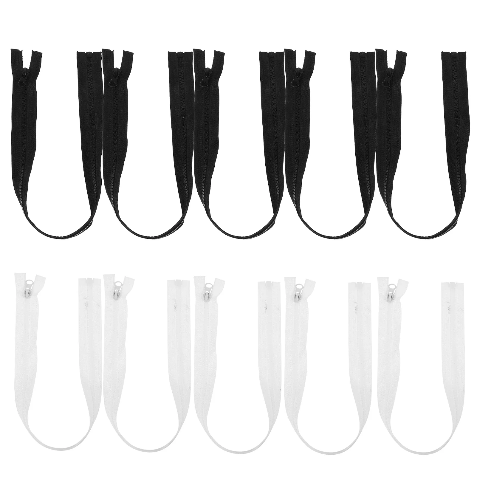 

10Pcs Long Puffer Coat Zippers Open Ended Zips for Jackets Sewing Crafting Supplies Separating Zipper for DIY Bag Pants Skirt