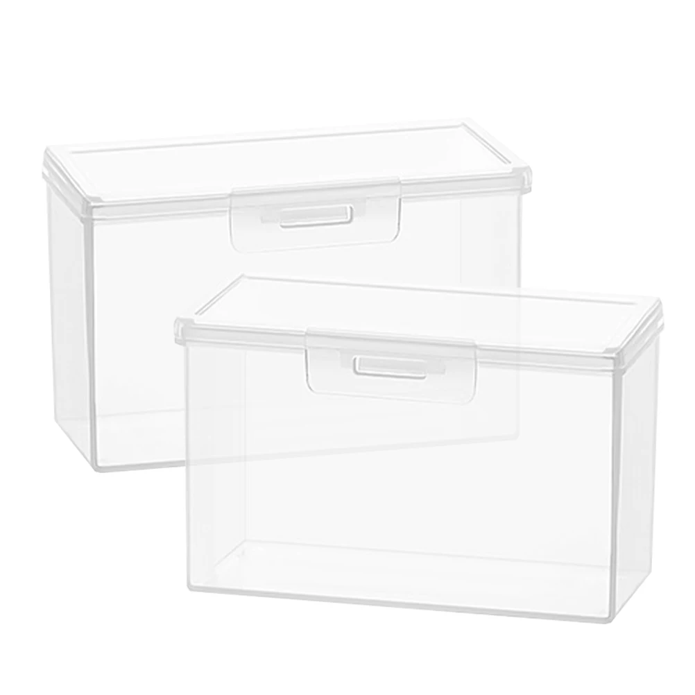 2PCS Small Semi-Transparent Plastic Cards Cases Folder Matte Flip-Top Jewelry Box Accessories Storage Organize Packaging Boxes