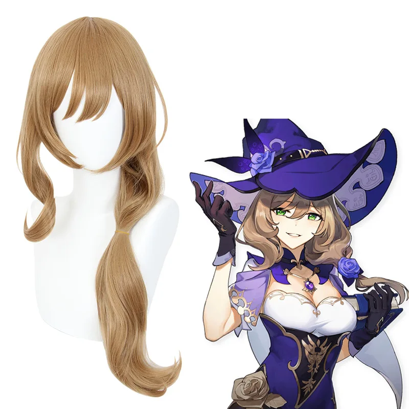 

Xiu Dan Genshin Impact Lisa Cosplay Wig, Milk Tea Color Slightly Wavy Long Hair, 455K