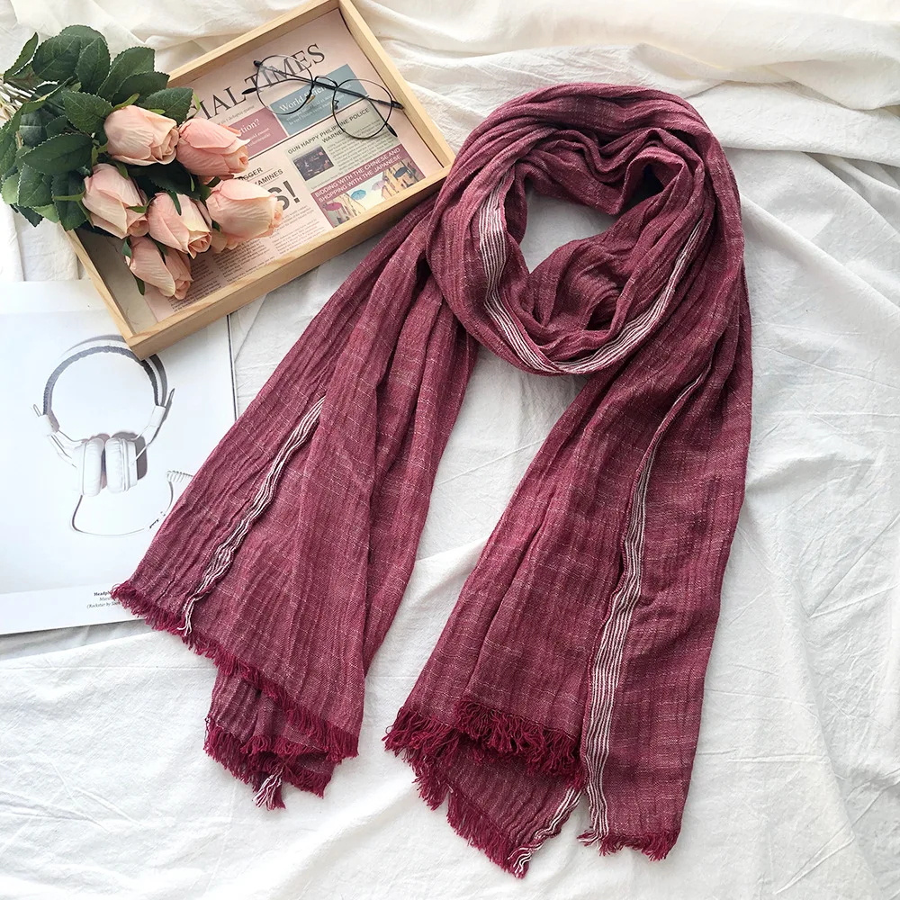 Autumn Winter Men Scarf Fashion Striped Cotton Linen Men\'s Scarves Warm Pashmina Neckerchief Short Tassel Bufandas Shawls