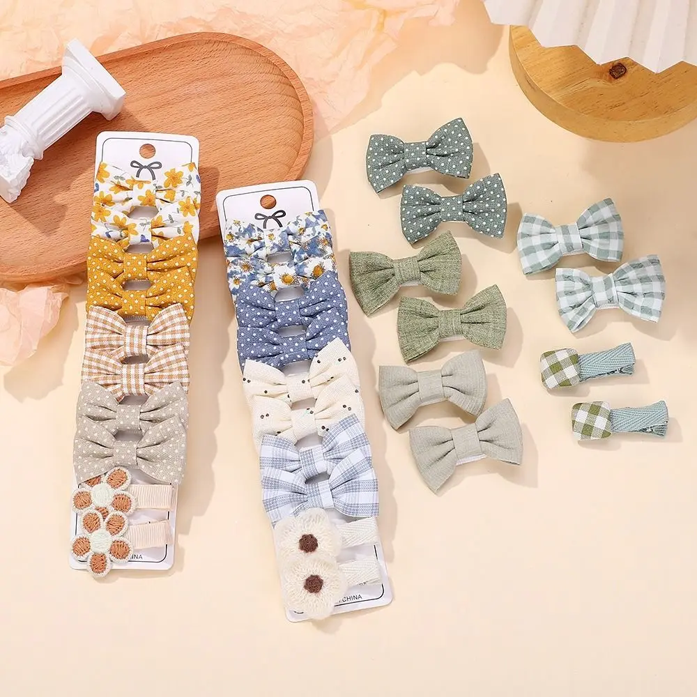 

Full Coverage Fabric Bows Hair Clips Sweet Printing Double Ponytail Children's Headwear Baby Hair Accessories For Baby