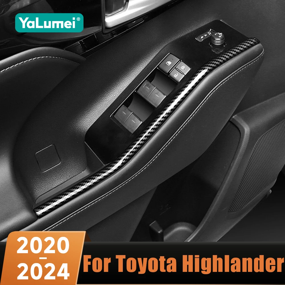 

Car Door Window glass Lift Control Switch Panel Trims Strip For Toyota Highlander XU70 Kluger 2020 2021 2022 2023 2024 Hybrid