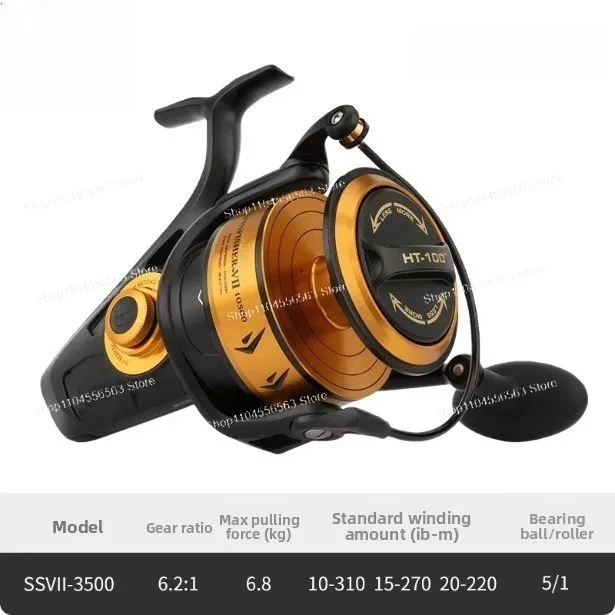 ​​Aluminum CNC Fishing Reel with V-Long Cast Spool - Saltwater Bass Spinning Reel with Ergonomic Handle