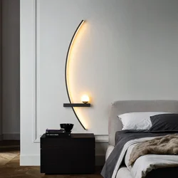 Modern LED Lights Wall Lamp Minimalist Bedroom Lamps Curve Wall Decoration Sconce Home Indoor Background Nordic Lighting Fixture