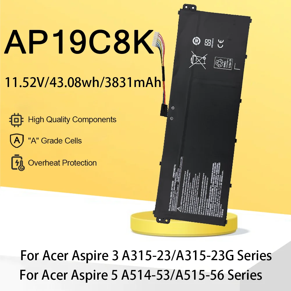 

AP19B8K 3831 мАч аккумулятор для ноутбука Acer Aspire 3 A315-58 A317-52 A514-53 A515-56 CB315-3H A715-42 AP19B5K