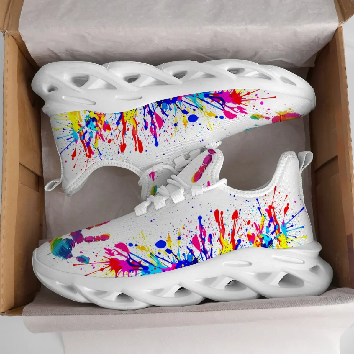 

Men Fashion Sneakers with Colorful Splatter Design Ultra-Lightweight Twist Sole Breathable Fabric Upper Comfortable Low