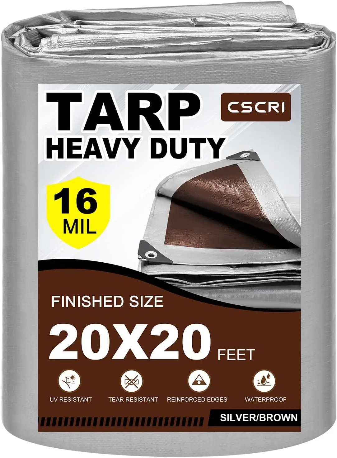 

20x20FT 16Mil Heavy Duty Waterproof Tarp, Multipurpose Outdoor Cover for Camping, Roof, Firewood