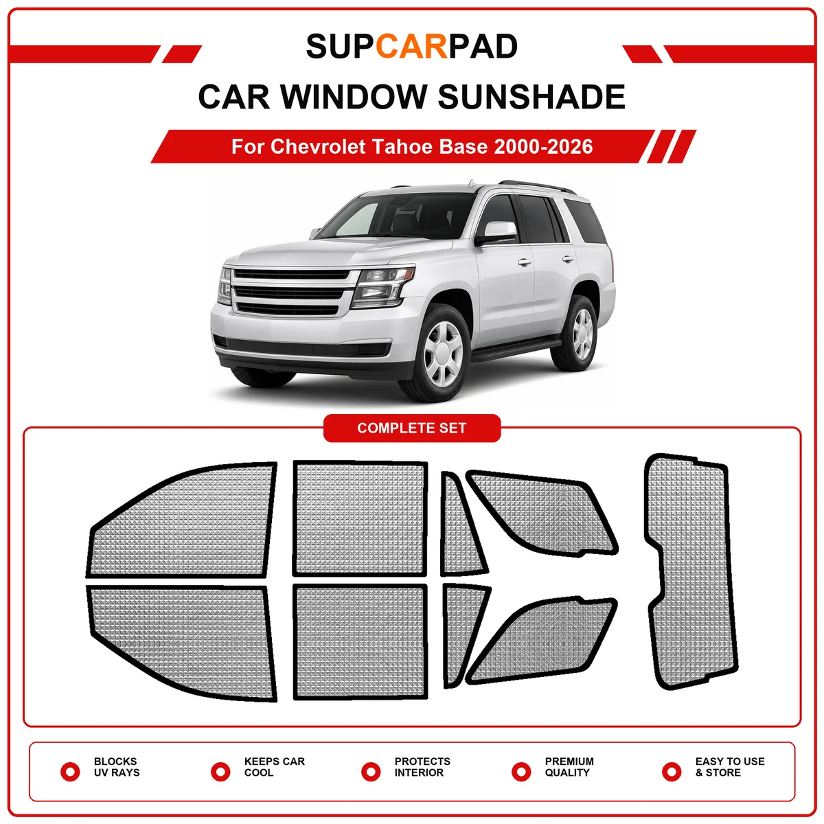 For Chevrolet Tahoe Base 2000-2026 Pre‑Cut Auto Window Sunshade Anti‑UV Car Sun Visor Protector
