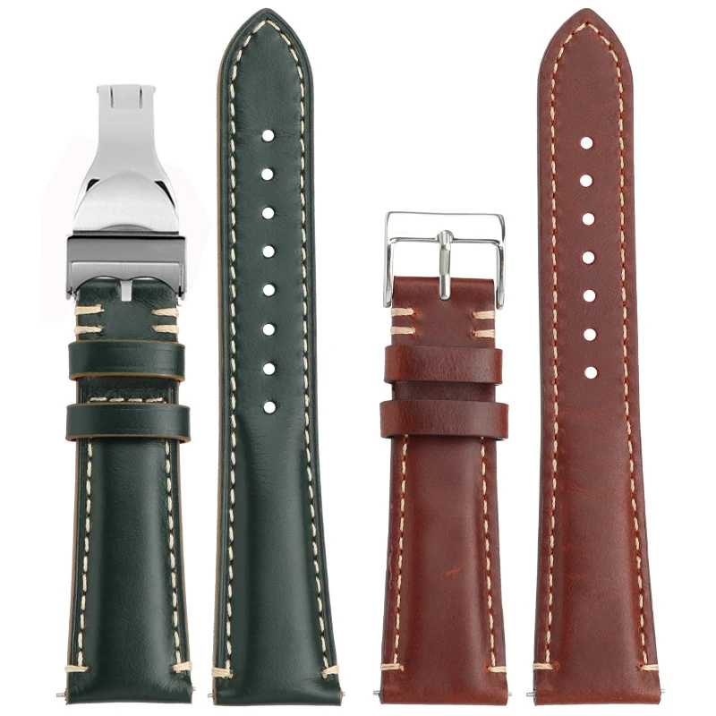 Correa de reloj de cuero genuino para hombre, Tudor, flor roja, M79910, pequeño escudo negro, correa de reloj de cuero de vaca, 20, 22mm, hebilla plegable suave