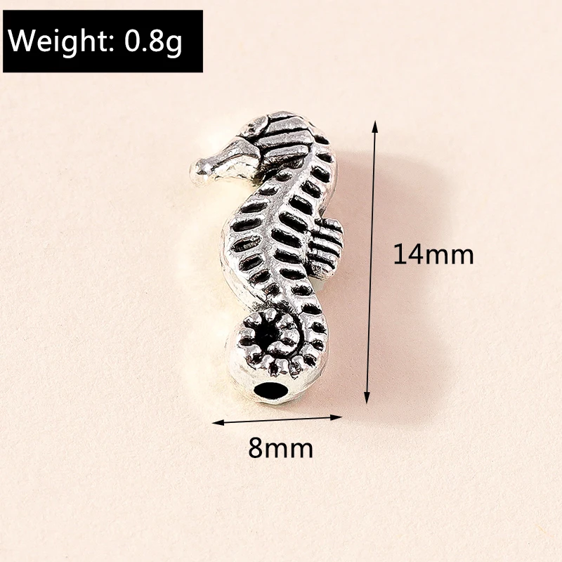 Leslie 30 Stück Metall-Meerestier-Anhänger aus Legierung, Seepferdchen, Fisch, Seestern, Muschel-Anhänger für DIY-Schmuckherstellung, Armband, Halskette – Detail 14
