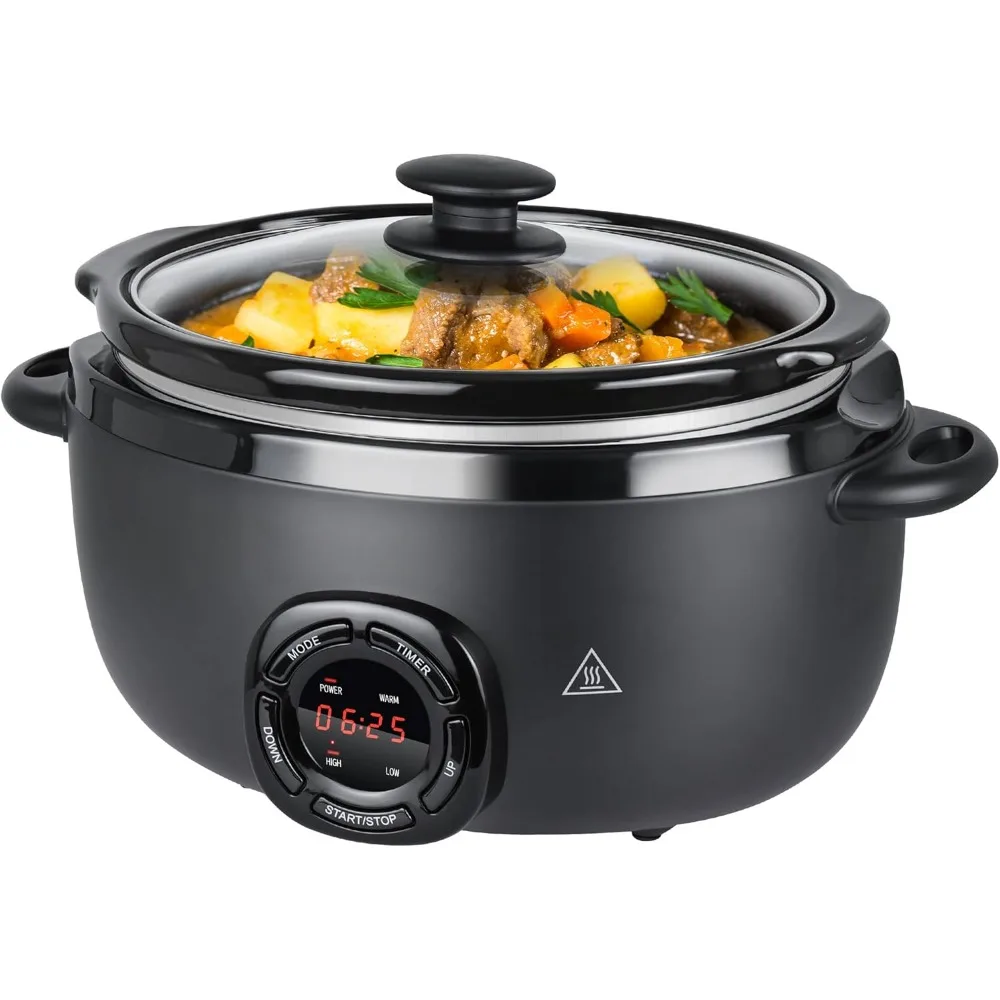 

7 Quart Electric Slow Cooker With Nonstick Removable Inner Ceramic Pot, Programmable Slow Cooker, 3 Temp Settings, Slow Cookers