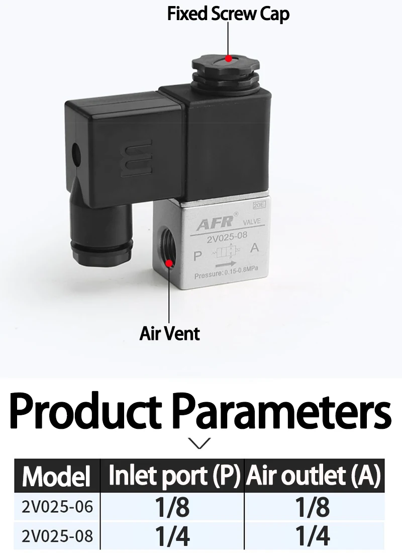 Luftmagnetventile 2V025-08 2-Positionen 2-Wege 1/4 Zoll Normalerweise Geschlossenes Ventil Pneumatisches Magnetventil 12V 24V 110V 220V Volt – Detail 2