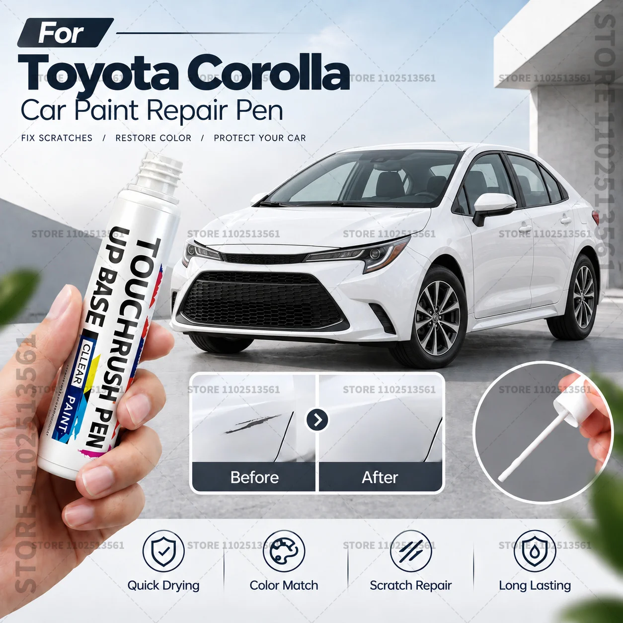 For Toyota Corolla Automotive Touch Up Paint Pen Scratch Repair Marker for Car Body Bumper Door Paint Restoration Accessories