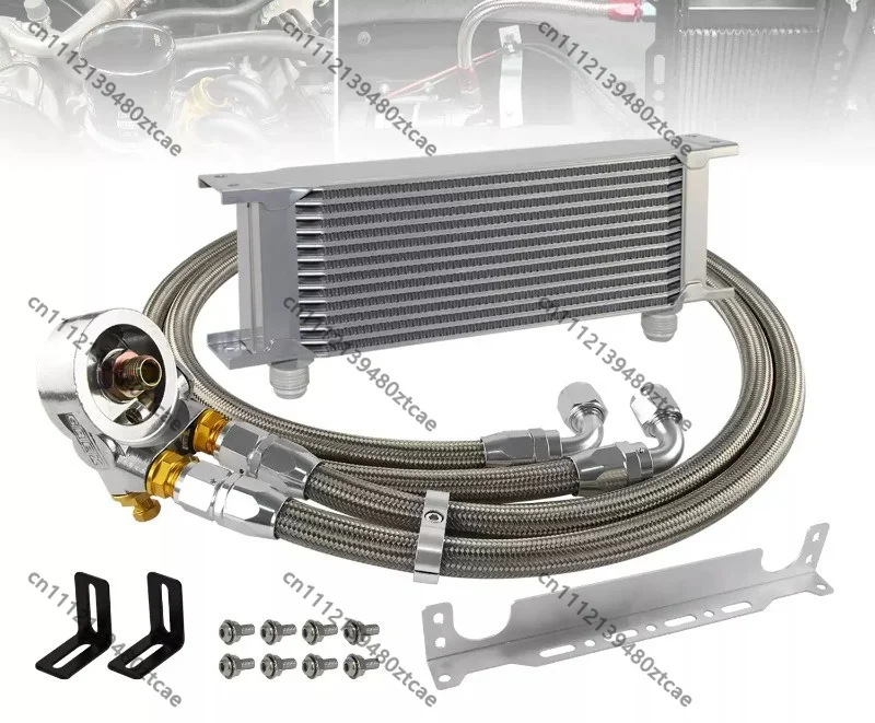 Modified British‑Style 13‑Row Engine Oil Cooler Radiator Kit With Thermostat, Car Oil Cooling Aftermarket Replacement Parts