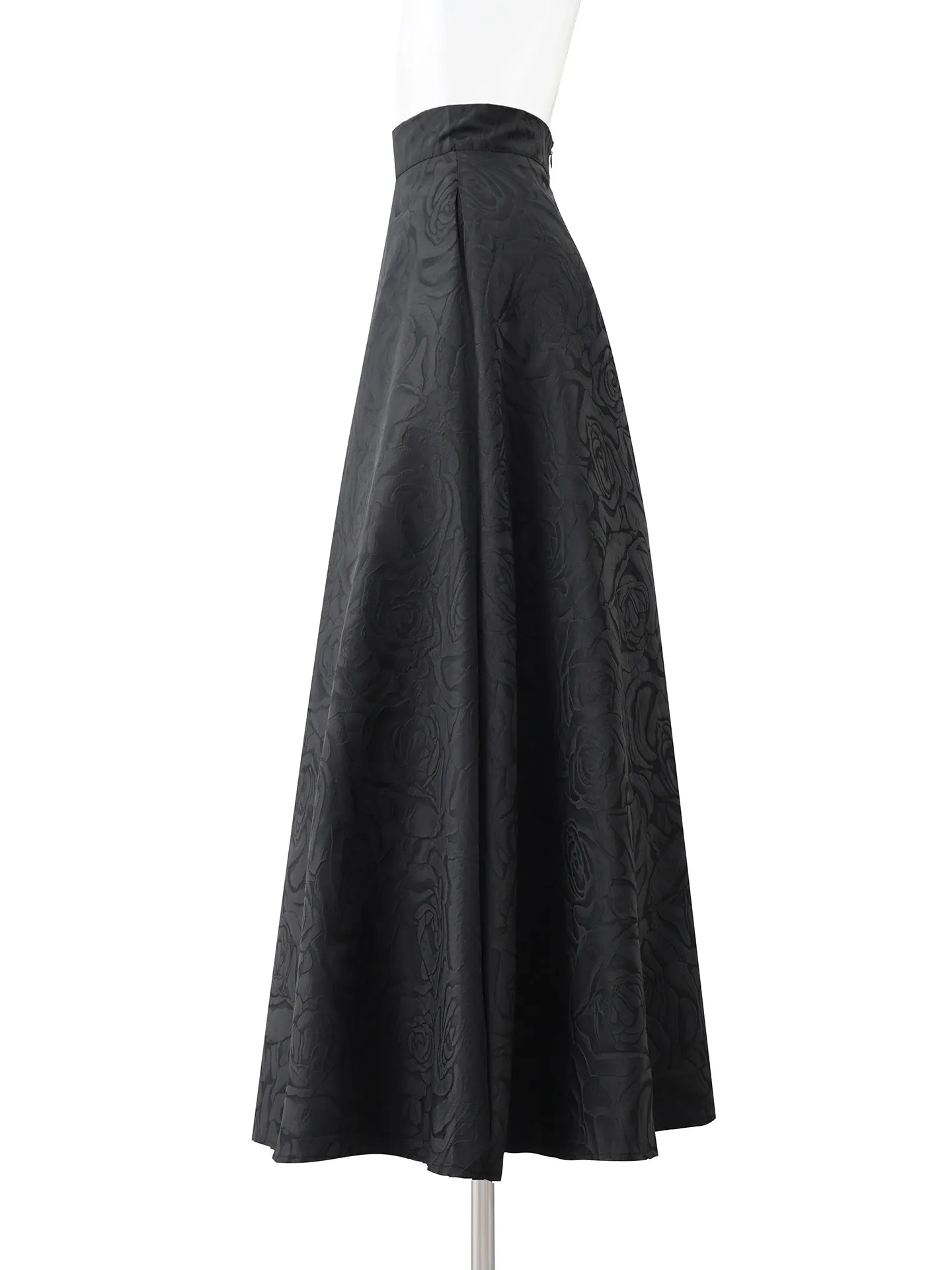 High Quality Fashion Lady Black Rose Jacquard Ultra Long Skirt All-match Spring Autumn High Waist Elegant A-line Goddess Skirts