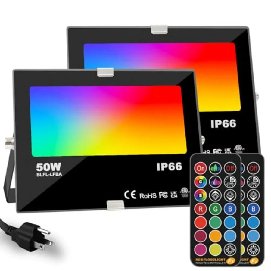 

RGB LED прожектор 50 Вт для улицы, с изменением цвета, настраиваемый, с режимом стробоскопа, для сцены и ландшафтного освещения, 12 цветов и 4 режима