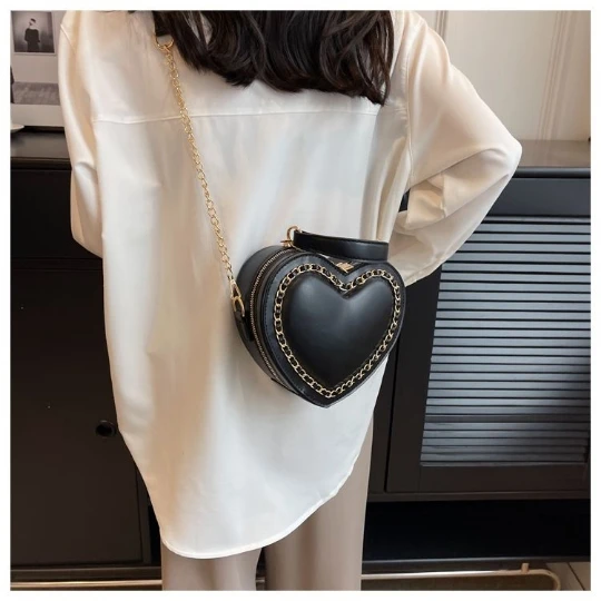 New Red Heart Love OL hand Woman Girl Messenger Shoulder Bag PU PVC Leather Women Sport Bag Luxury Lady Handbag Purses