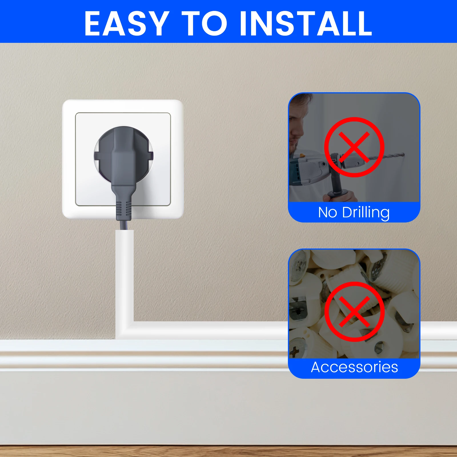 جدار الحبل إخفاء غطاء ذاتي اللصق مخفي 4/6/8 متر لاصق جدار كابل المخفي كابل مرن غطاء مخفي الأبيض للإخفاء