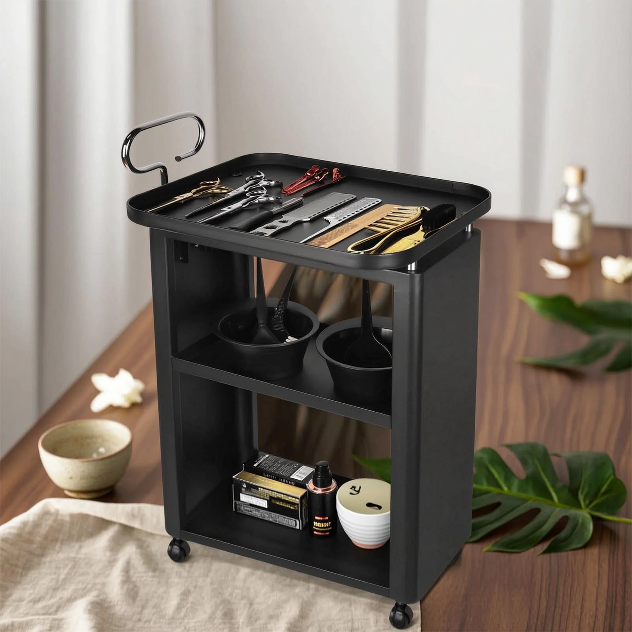 Salon Trolley Swivel Casters Hairdressing Trolley Hair Stylist Station Narrow Rolling Cart Wheeled for Stylists
