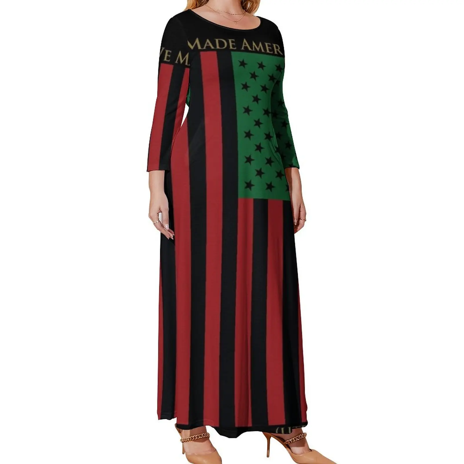 

RED BLACK AND GREEN FLAG Long Sleeved Dress cocktail dresses Elegant gown dress women summer 2024