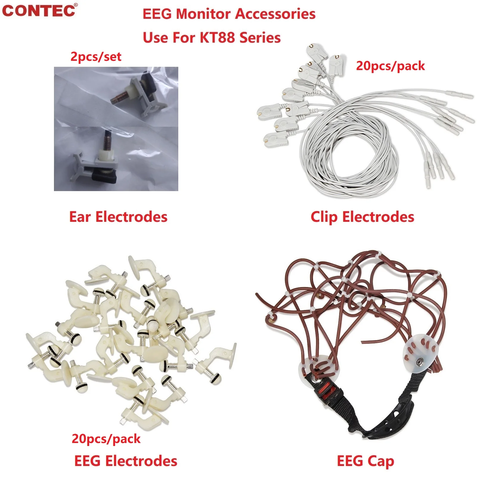 CONTEC KT88 Accessories Series EEG Monitor, EEG Cap, Ear Clip Electrodes, EEG Cable, EEG Electrodes