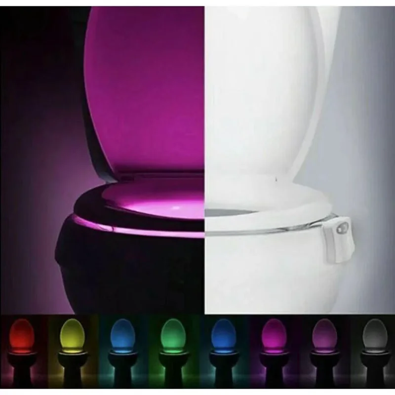 Smart PIR sensore di movimento sedile del water luce notturna 8/16 colori retroilluminazione impermeabile per WC lampada a LED WC luce del water