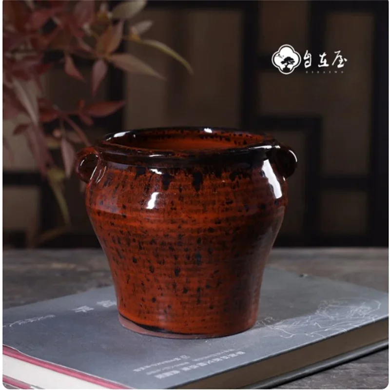 Coarse pottery Glazed Ceramic Bonsai Pot,Kiln change transmute color,Flower Planting Vase,Small Cascade pot,Home deocration