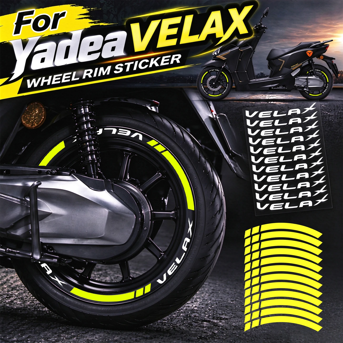 For Yadea Velax Reflective Electric Motorbike Motorcycle Wheel Hub Stickers Motor Scooter Rim Vinyl Decal Accessories Waterproof