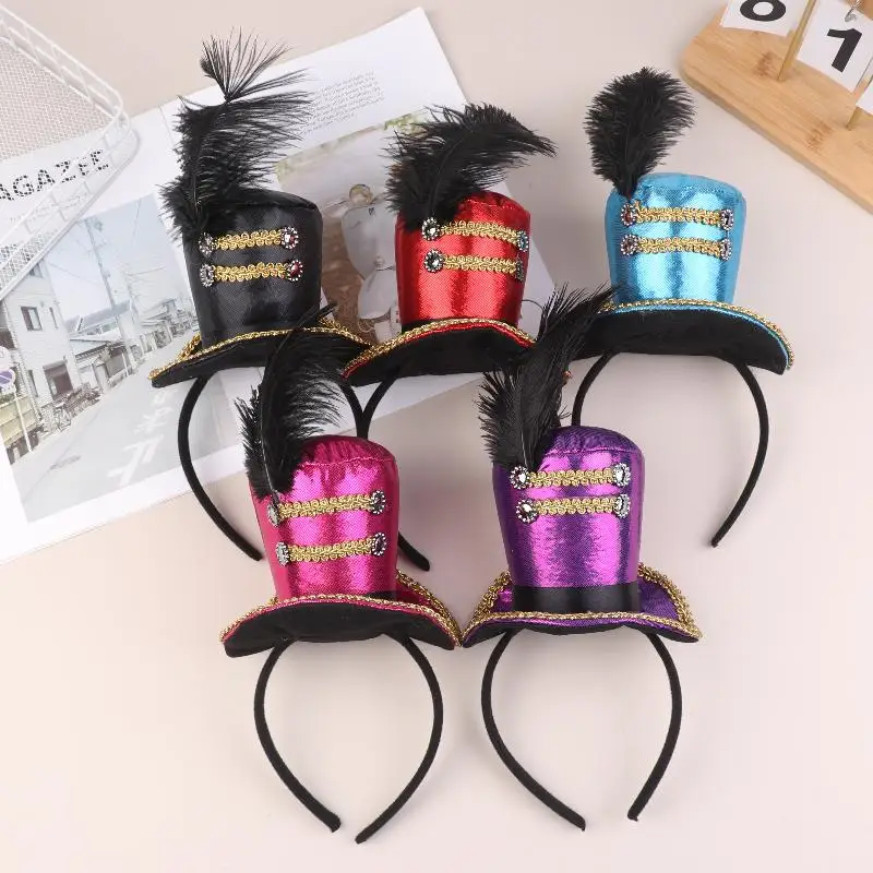.New Sale-Mini Top Hat Headband Circus Ringmaster Hair Hoop Cosplay Costume Hair Hoops Kids Adults Hair Accessories