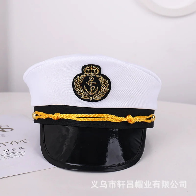 

Military Hat Army Peaked Party Style Uniform Cap Embroidered Label Navy Captain Sailor Stage Party Performance Police 8M196