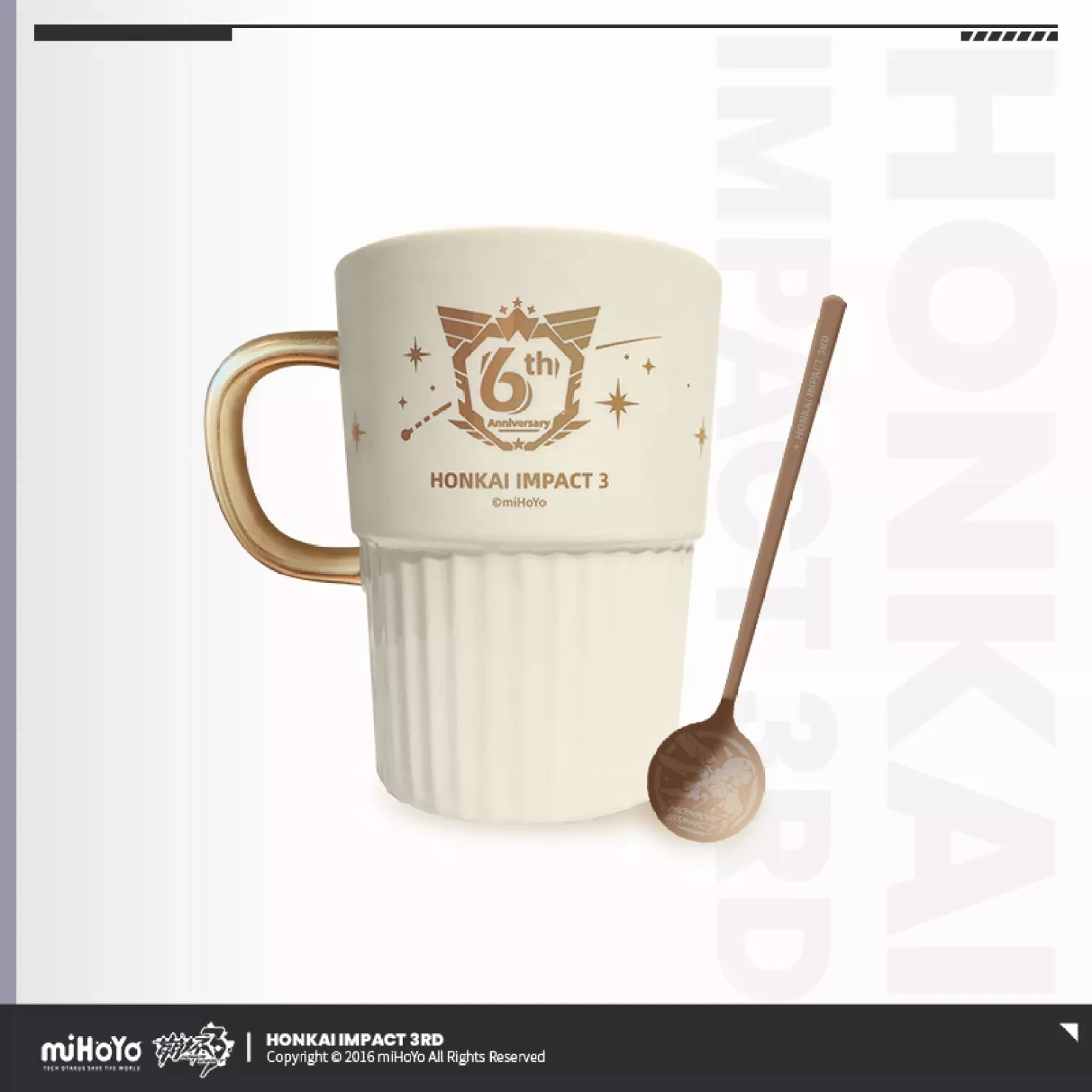 

3D Game Honkai Impact 3 6th Anniversary Cosplay Memorial Mug Anime Ceramic Coffee Cup Metal Spoon Xmas New Year Gift 410ML