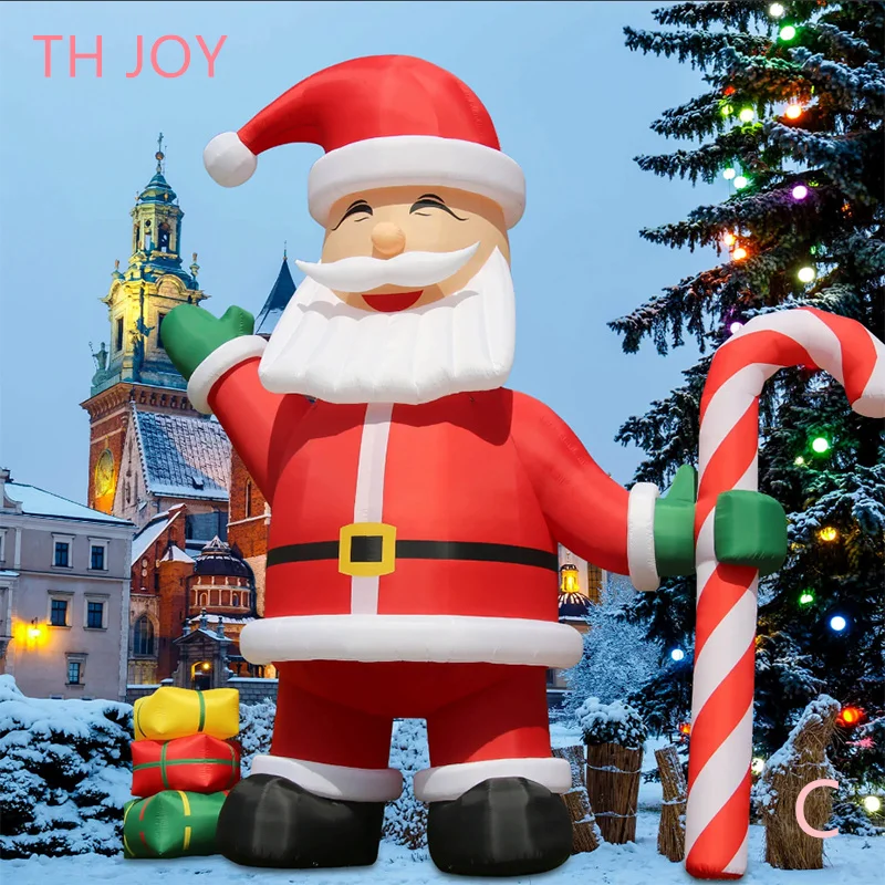 

Fast air ship to door!26ft 8m tall inflatable Santa Claus cartoon, outdoor giant lighting inflatable Christmas old man balloon