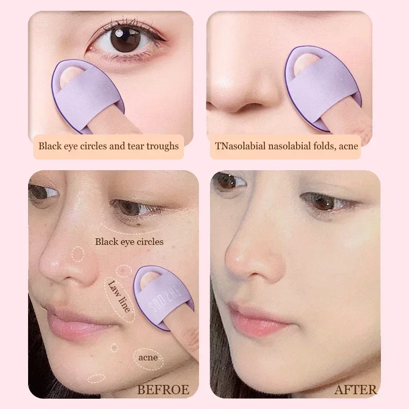 3pcs Mini Size Professional Cosmetic Cushion Puff Concealer Foundation Detail Puff Finger Puff Set Makeup Sponge Beauty Tool