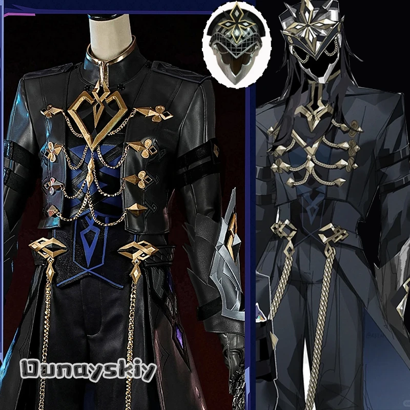 Dream@Capitano Cosplay Game Genshin Impact Fatui Harbingers Il Capitan Cosplay Costume Wig Mask Shoes Fullset Halloween Disguise